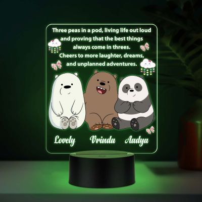 Customized Best Friends UV Print 7 Color LED Night Light  Personalized Name & Quote Lamp